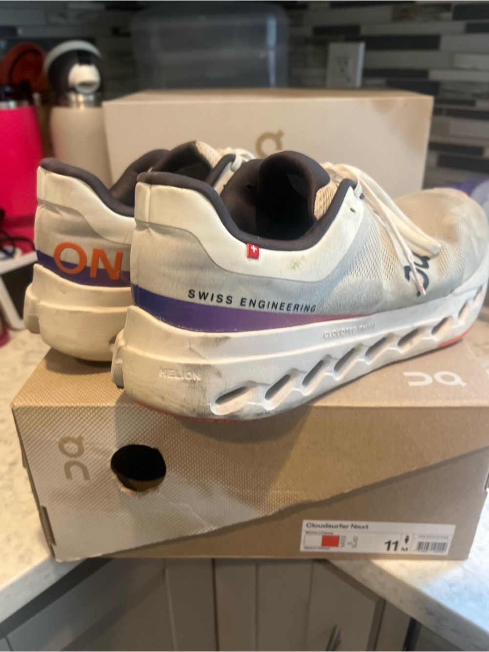 On Running Men’s Cloudsurfer Next Size 11 White/Flame in Color Tons of Life Left - Picture 16 of 17
